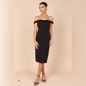 Petal + pup black off shoulder dress